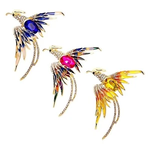3Pcs Sparkling Rhinestone Phoenix Brooch Enamel Lapel Pin for Clothing Access... - Picture 1 of 8