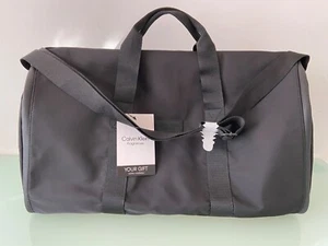 CALVIN KLEIN BLACK TOTE Weekender Travel Duffle SHOULDER BAG LARGE Foldable New! - Picture 1 of 17