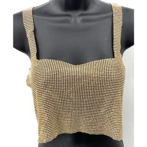 NWT Hot Miami Styles Gold Tone Rhinestone Mesh Chain Crop Top Women's One Size - Picture 1 of 10