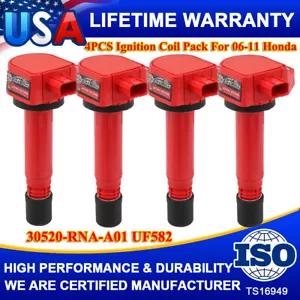 Pack of 4 Ignition Coil for 2006-2011 HONDA CIVIC DX EX LX GX LX 1.8L UF-582 New - Picture 1 of 12