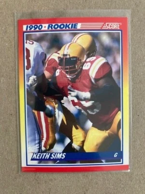 1990 Score Football - KEITH SIMS #648 (RC) - Rookie, Miami Dolphins - Image 1 of 2