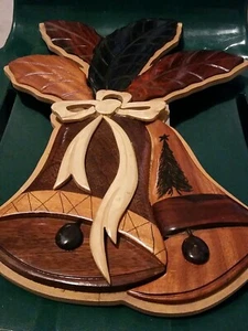 Christmas  Plack Wooden Bells - Picture 1 of 9