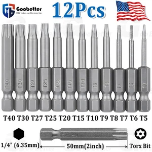 12pcs T5-T30 Magnetic Head Torx Screwdriver Bit Set Security Tamper Proof Star - Picture 1 of 20