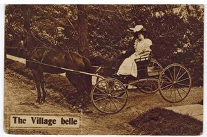Vintage Black & White Real Photo Postcard THE VILLAGE BELLE Postmarked 1912 Ohio - Picture 1 of 2