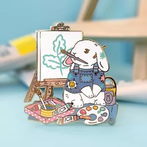 Prendedor Esmalte Artista Conejo - Joyería Regalo Para Artistas - NUEVO en Embalaje - Imagen 1 de 3