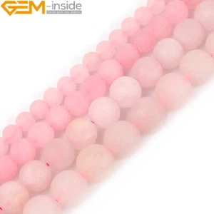 Natural Pink Rose Quartz Crystal Forested Matt Round Loose Beads for Jewelry - Picture 1 of 37