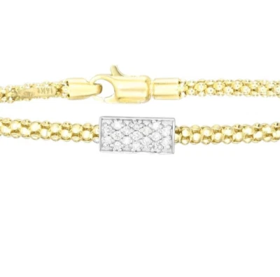 Brazalete Phillip Gavriel de oro amarillo de 14 k con barra de diamantes de 0,12 quilates de 5 mm 4,8 gramos Foto 1 de 4