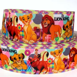 GROSGRAIN RIBBON 5/8", 7/8", 1.5" & 3" Lion Jungle Lion King Cartoon Printed - Picture 1 of 1