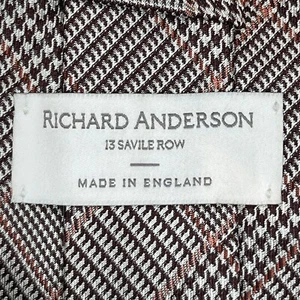 £150 RICHARD ANDERSON 13 SAVILE ROW MENS LIGHT TONE PLAID SILK TIE MADE UK Y3 - Imagen 1 de 9