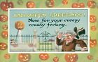 Gibson Boy Scares Man Creepy Feeling Halloween Postcard~Antique~Jol Border~C1910