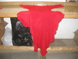 Red Suede Deer Leather Deer Skin Crafts # 0006454 Row 115 - Picture 1 of 4