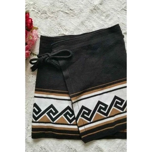 Talula Black Meander Wrap Skirt Brown White Accent Cotton Blend Size S - Picture 1 of 12