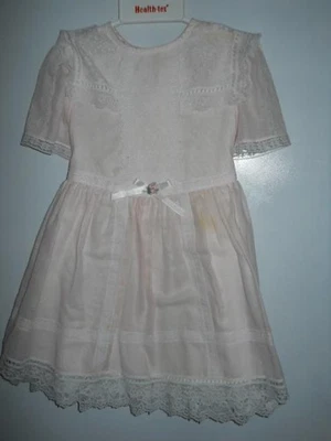 Vestido vintage Gunne Sax para niñas. Talla 4T, rosa pálido, ribete de encaje blanco Foto 1 de 4
