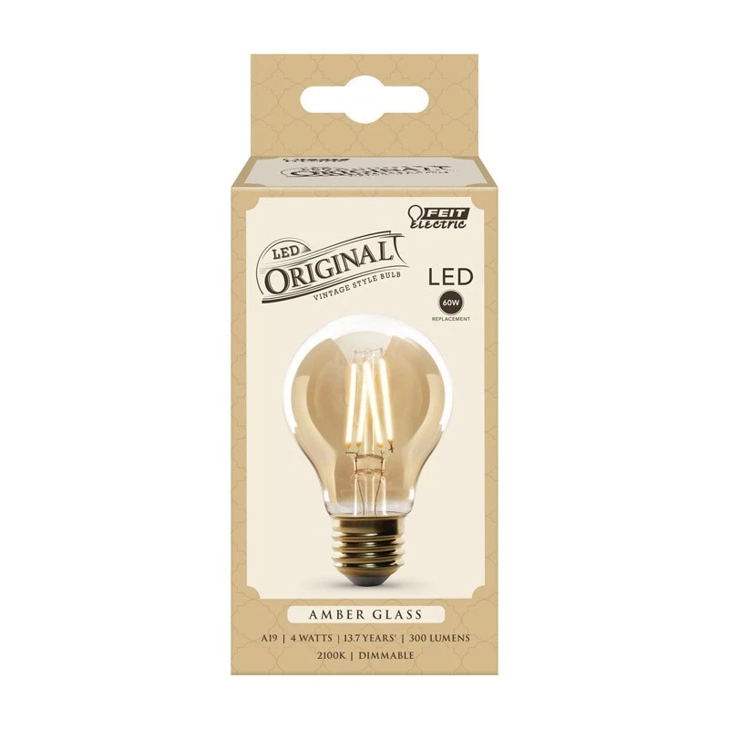 Feit Electric AT19/VG/LED Amber Soft White 2100K 300 lm. A19 E26 LED Bulb 60W - Image 1 of 1