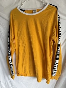 Victoria's Secret Pink Nation Long Sleeve Signature Shirt Yellow Sz Large - Picture 1 of 3