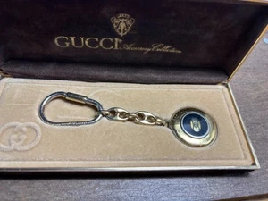 GUCCI Key Ring Gold Old Gucci With Case Excellent Key Chain Made in Italy - Picture 1 of 12