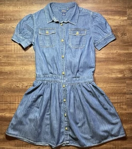 Polo Ralph Lauren Dress Girls 16 Denim Button Front Short Sleeve Collared - Picture 1 of 6