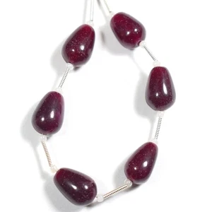 AAA+ Dark Red Ruby Smooth Drop Shape Gemstone 5.5" Loose Beads Jewelry Making - Picture 1 of 4