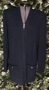 CHAQUETA SUÉTER CÁRDIGAN LARGO AZUL MARINO GRIS ST JOHN BASICS BY MARIE TALLA S - Imagen 1 de 9