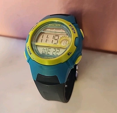 Armitron Pro Sport Digital Watch 40/8196 Blue Green Teal Waterproof 165ft - Image 1 of 4