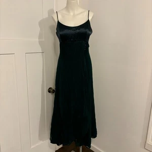 Vintage Michaelangelo 90s Formal Maxi Faux Wrap Dark Green Dress 13/14 Fairy - Picture 1 of 13