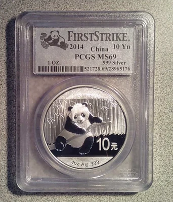 2014 China Panda 1 oz. .999 Silver 10 Yuan Coin PCGS MS69 First Strike (176) - Image 1 of 2