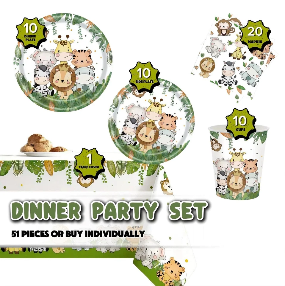 Jungle Animal Safari Party Decoration Animals Birthday Tableware Party supplies — 第 1/4 张图片