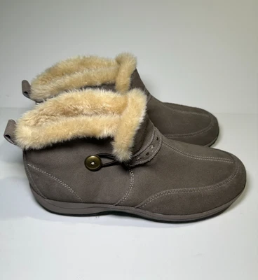 Easy Spirit Women’s Winter Booties Gray Suede Fur Lined Ankle Boots Size 10 - Image 1 of 4