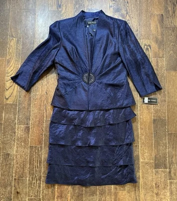 Jessica Howard Dress And Jacket 2-Piece Set Size 12 Light-Weight Navy Blue NWT - Image 1 of 4
