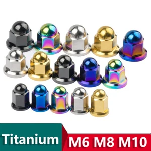 Titanium Dome Nut Cover Hex Cap Nuts M6 M8 M10 for Motorcycle Screw Protection - Picture 1 of 14
