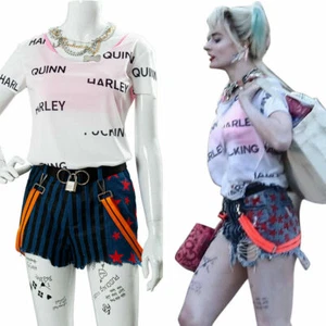 Cosplay Halloween Female Outfit T-shirt Harley Quinn Birds of Prey Costume Fancy - Picture 1 of 26