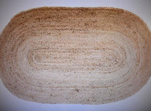 VHC Brands April & Olive 20 X 30" Jute Oval Rug w/ Non Skid Pad Creme Natural - Picture 1 of 4