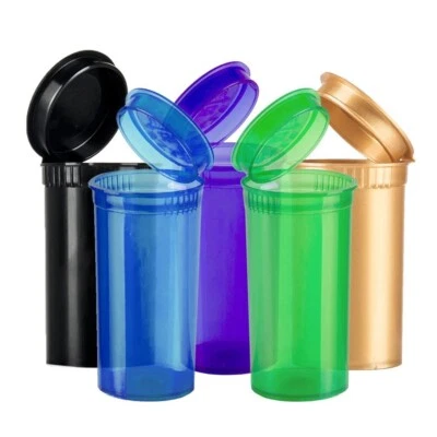 Pop Top Squeeze Pot Container Snap Tubs Stash Can Jar x5