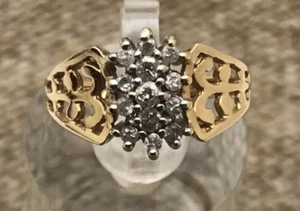 Vintage Retro 14K Gelbgold 0,25 ctw Diamantcluster abgestufter Kuppelring Größe 3,25 - Bild 1 von 6