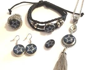 Dallas Cowboy NFL Snap Jewelry choice orsnap, stretch Ring, Earrings or Bracelet - Picture 1 of 10