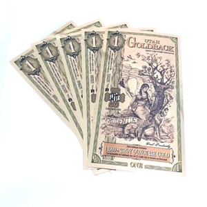Lot Of 5 - 1 Utah Goldback Gold Foil Note 1/1000 oz 24KT 999 Gold 2024 - Picture 1 of 6
