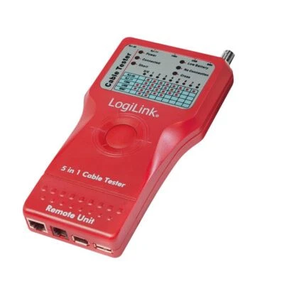 LogiLink Kabeltester 5 in 1 RJ11 RJ45 BNC USB IEEE1394 Kabel Netzwerkkabel - Bild 1 von 4