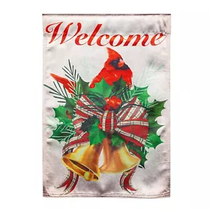 Welcome Cardinal 13LU11312 Evergreen LUSTRE HOUSE Flag 28" X 44" - Picture 1 of 1