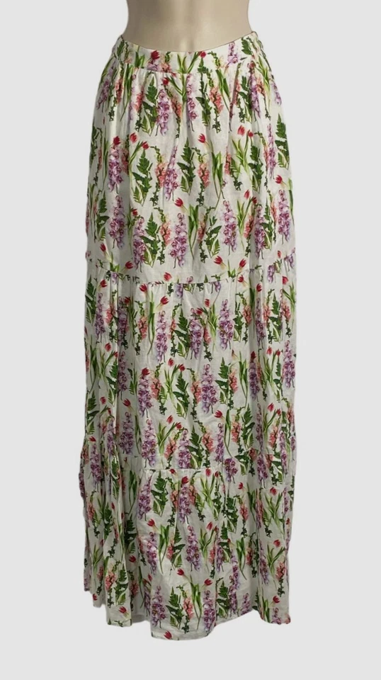 Cami NYC Women's White Linen Blend Nori Tiered Maxi Skirt Size XS