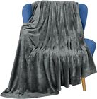 Fleece Blanket Throw Size Grey 300Gsm Luxury Blanket For Couch Sofa Bed Anti 