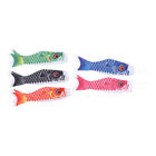  5 Pcs Satin Carp Streamer Rainbow Fish Windsock Japanese Flags Decor