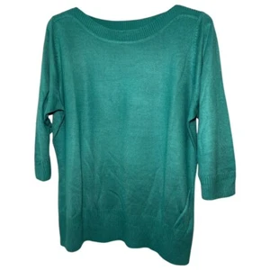 BHS Teal Knit Jumper Top Size 20 UK 3/4 Sleeve Soft Acrylic Pullover - Picture 1 of 6