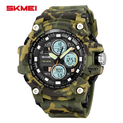 SKMEI Hombre Reloj Deportivo Verde Militar Exterior Reloj Pulsera Niño Cuarzo Reloj Digital Foto 1 de 4