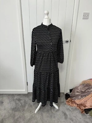 Max Studio Midi Dress S Patterned Long Sleeve Asymmetrical Button Detail - Image 1 of 4