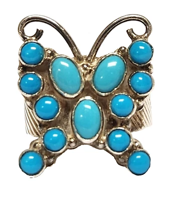 Anel de prata esterlina 925 borboleta turquesa Bela Adormecida DTR Jay King 6 - Imagem 1 de 4