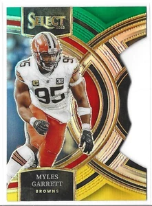 2023 Panini Select Myles Garrett Premier Level Die Cut Green/Yellow #152 Browns - Picture 1 of 2