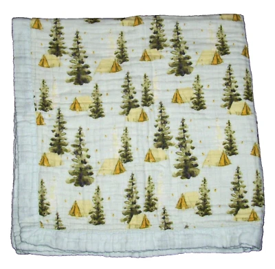 Milkbarn Big Camping Tent Trees Baby Blanket Security Lovey 34x34" - Image 1 of 2
