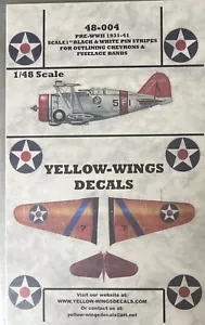 Yellow wings decals 48-004 Pre WWII Black and white pinstripes scale 1 inch - Picture 1 of 1