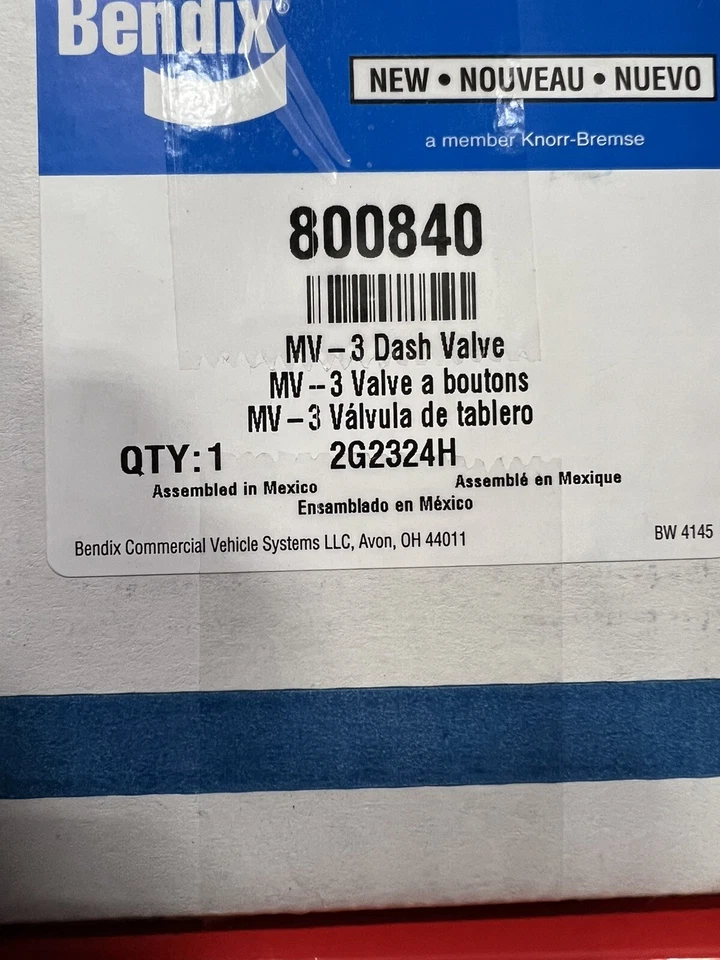 NUEVA VÁLVULA DE TABLERO BENDIX 800840 MV-3 2506188C91 Foto 1 de 1