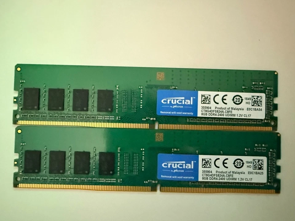 Crucial RAM 2x8GB DDR4 2400MHz CL17 Desktop Memory CT8G4DFS824A - Image 1 of 1